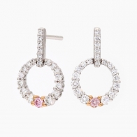 Celeste Argyle Pink and White Diamond Circle Earrings