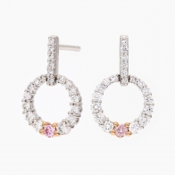 Celeste Argyle Pink and White Diamond Circle Earrings