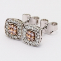 Sabriel Argyle pink and white diamond square halo stud earrings