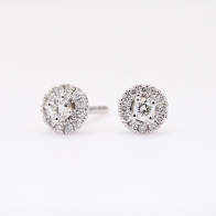 Rouge white diamond halo stud earrings