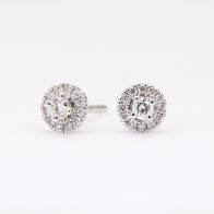 Rouge White Diamond Halo Stud Earrings