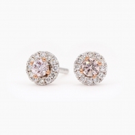 Rouge Argyle Pink and White Diamond Halo Stud Earrings