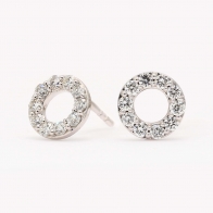 Flight white diamond circle stud earrings