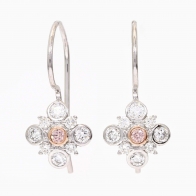 Tapioca white and Argyle pink diamond hook earrings