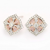 Marietta Argyle pink and white diamond cross stud earrings