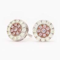 Biennial Argyle pink and white diamond cluster halo stud earrings