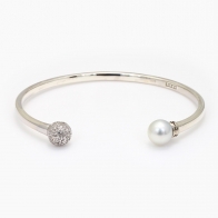 Hamelin quandong and white South Sea pearl cuff bracelet