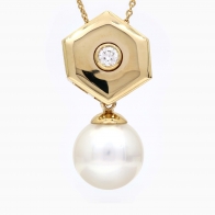 Abeille white South Sea pearl and white diamond drop necklace