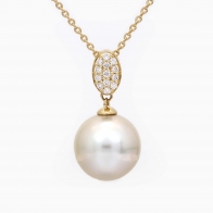 Moana white South Sea pearl and white diamond drop necklace