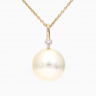 Caspian white South Sea pearl and white diamond drop necklace