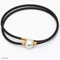 Semi baroque South Sea pearl neoprene necklace