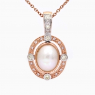 Lustre South Sea Mabe pearl and Argyle pink and white diamond pendant