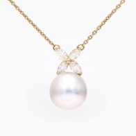 Serenity white South Sea pearl and marquise cut white diamond necklace