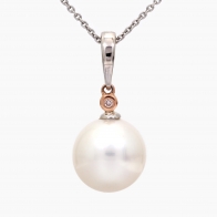 Frost white South Sea pearl and Argyle pink diamond pendant