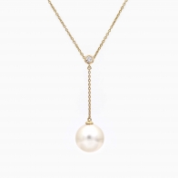 Aquata white South Sea pearl and white diamond lariat drop necklace