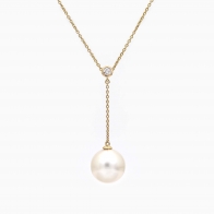 Aquata white South Sea pearl and white diamond lariat drop necklace