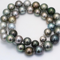 Jet 11-14mm black Tahitian South Sea pearl strand necklace