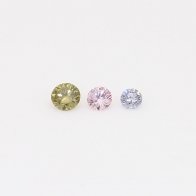 0.125 Total carat trio of round cut Argyle pink blue and green diamonds