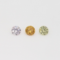 0.14 carat trio of round-cut rainbow diamonds