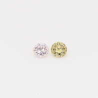0.17 Total carat pair of round cut 7P Argyle pink and fancy green diamonds