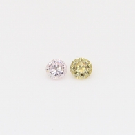 0.17 Total carat pair of round cut FPP Argyle pink and fancy green diamonds