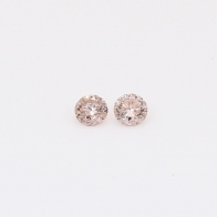 0.14 Total carat pair of round-cut intense pink champagne diamonds