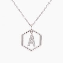 Insignia Icon white diamond white gold initial necklace