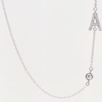 Lexicon white diamond sterling silver initial necklace