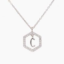 Insignia white diamond sterling silver initial necklace