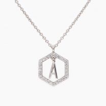 Insignia white diamond white gold initial necklace