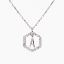 Insignia white diamond white gold initial necklace