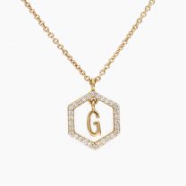 Insignia white diamond yellow gold initial necklace