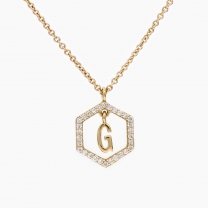 Insignia white diamond yellow gold initial necklace