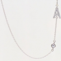 Lexicon white diamond white gold initial necklace