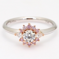 Exodus Argyle pink and white diamond halo ring