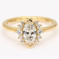 Monarch marquise and round cut white diamond ring