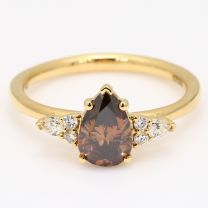 Mystique pear and round cut champagne and white diamond ring