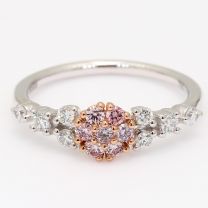 Jamila Argyle pink and white diamond floral cluster ring