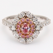 The Nirvana Crescendo Exhibition Argyle pink diamond oval cut halo ring