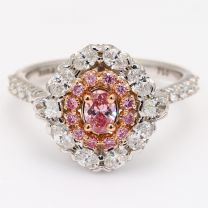 The Nirvana Crescendo Exhibition Argyle pink diamond oval cut halo ring