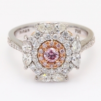 The Rapture Crescendo Exibition Argyle pink diamond round cut halo ring
