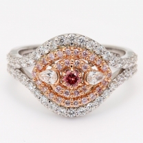 The Paradisa Crescendo Exhibition Argyle pink diamond round cut halo ring