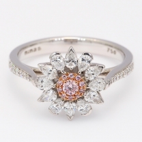 Freya pear and round-cut Argyle pink and white diamond flower halo ring