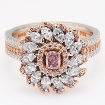 Infiorata Argyle pink and white diamond floral halo ring