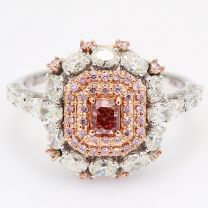 Viva radiant oval and round-cut Argyle pink diamond halo ring