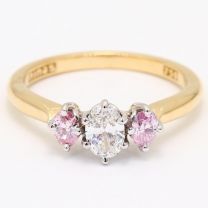 Omarosa Oval Argyle Pink Diamond Three Stone Ring