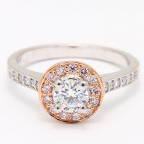 Ren Argyle Pink and White Diamond Halo Engagement Ring