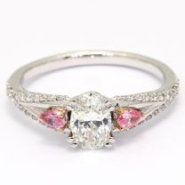 Prime pear and oval cut pink and white diamond engagement ring