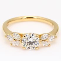 Vera round and marquise cut white diamond engagement ring
