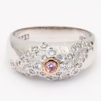 Ursula Argyle pink and white diamond dress ring